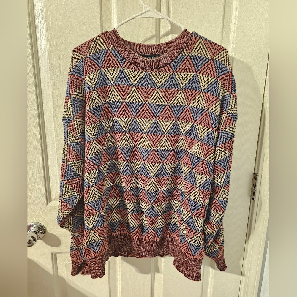 Vintage Ashworth Mens Golf Sweater Sz XL Geometric Multi Color MADE IN USA